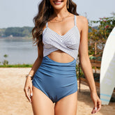 Emoswimsuit - Women's One Piece Swimsuits Tummy Control Cutout High Waisted Bathing Suit Wrap Tie Back